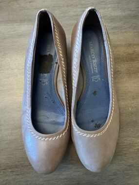 Marco Tozzi Leather Women’s Taupe Wedge Shoes - Made in Germany